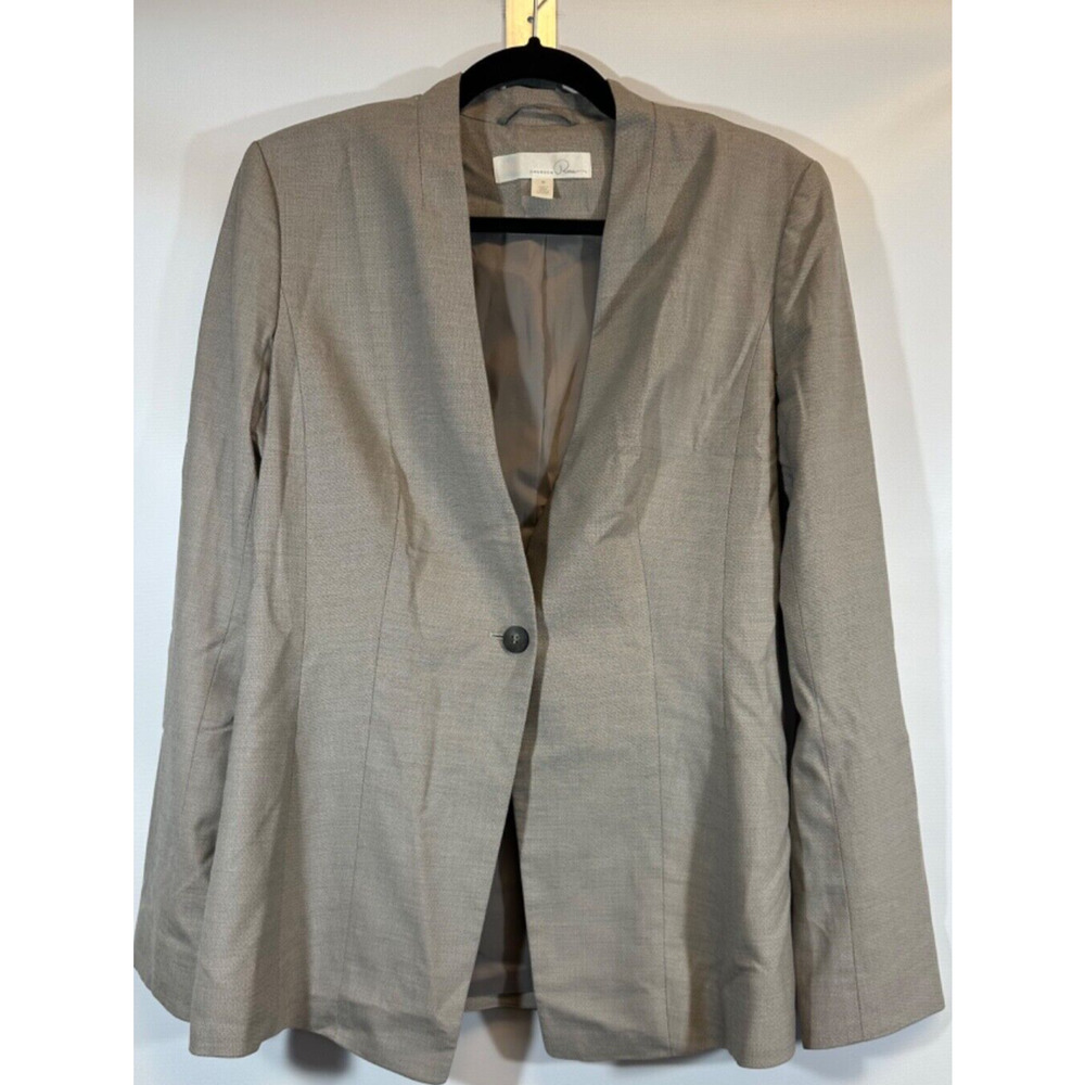 Emerson Rose Women Gray Blazer size 12 One Button Lined Career Designer D52